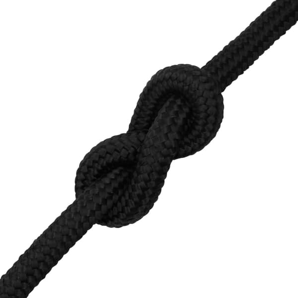vidaXL sejltov, massivt sort, 20 mm, 100 m, polypropylen