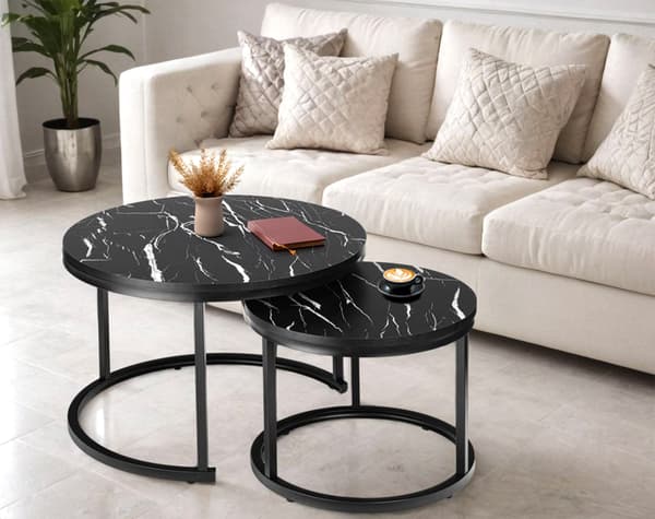 Kahden Galen Black Marble -parvipöydän setti