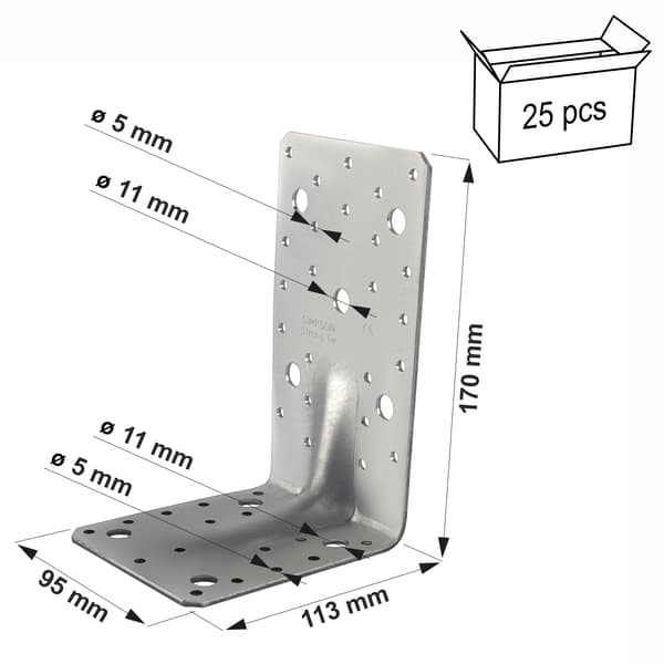 Förstärkt vinkelkoppling E20/3 E20/3x170x113x95mm