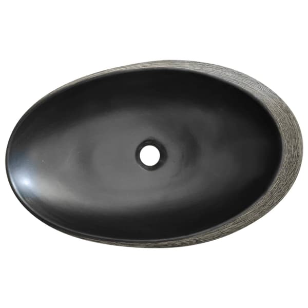 vidaXL bordvask, grå og sort, oval, 59x40x14 cm