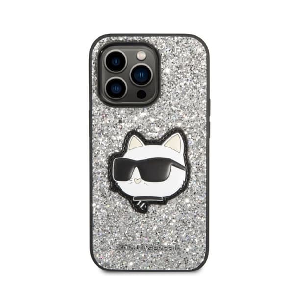 Karl Lagerfeld NFT Glitter Choupette Patch - iPhone 14 Pro Max cover (sølv)
