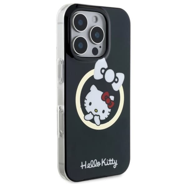 Hello Kitty HKHMP16LHFLBK iPhone 16 Pro 6,3 sort/sort hårdt cover IML Fun sløjfe Magsafe