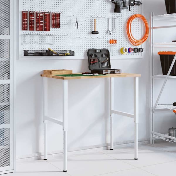 vidaXL arbejdsbord, 100x60x(71,5-98) cm, egetræ