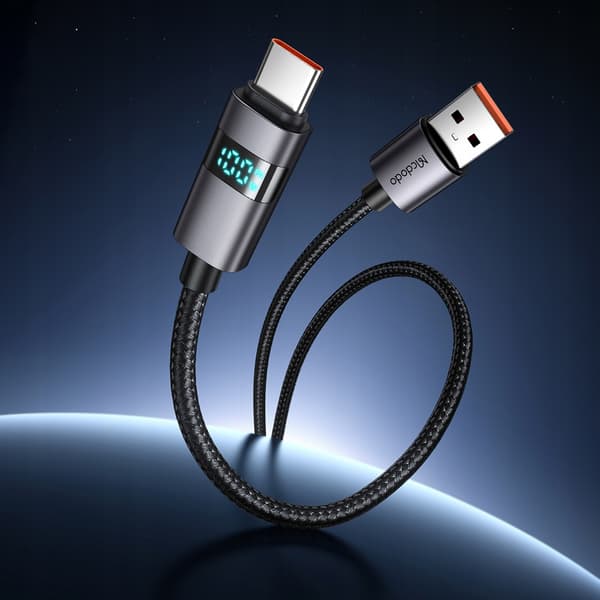 MCDODO-KABEL MED SKÄRM USB-C SNABBLADDNING USB TYP C 5A 66W 1M