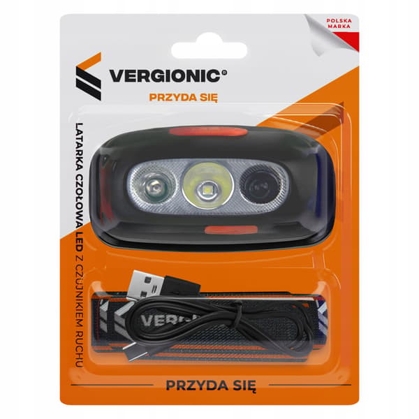 Uppladdningsbar LED-pannlampa med rörelsesensor