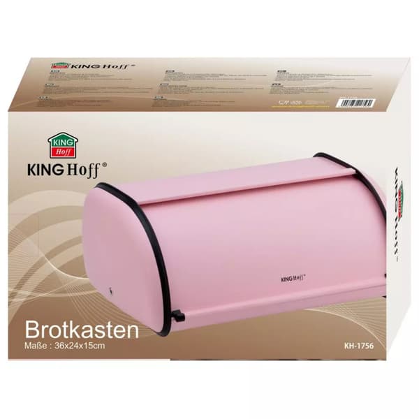 KINGHOFF KH-1756 TERÄKSINEN LEIPÄLAATIKKO, pinkki