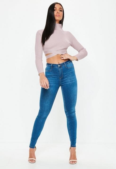 MISSGUIDED RIBBED PURPLE BLOUSE 34 WYF