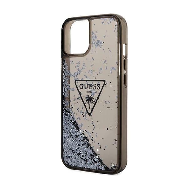 Guess Liquid Glitter Triangle Logo-skal - iPhone 14 Plus-skal (svart)