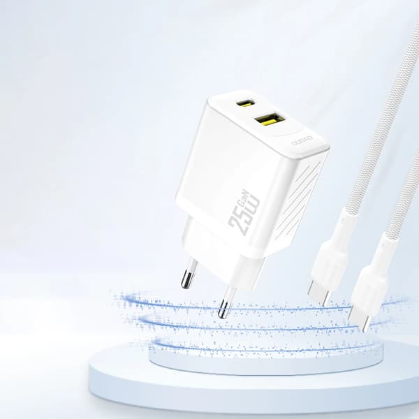 Dudao A26T GaN 25W USB-A, USB-C Oplader - Hvid