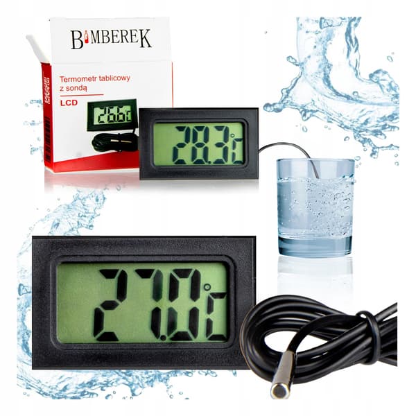 Digital elektronisk paneltermometer med LCD-sond. Precis akvarietermometer.