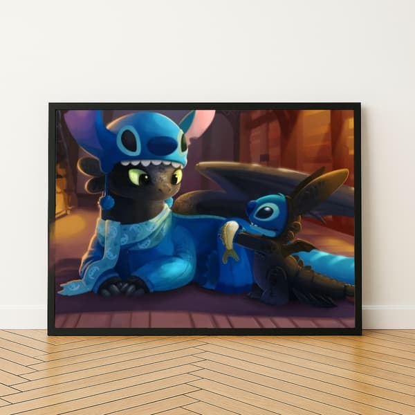 MALING EFTER TAL Billeder til maling Stitch og Toothless 50x40 cm