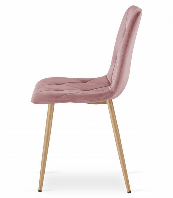 LIBRA stol - pink velour / træfarvede ben x 4