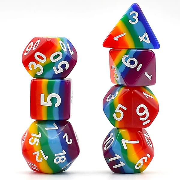 Stolt regnbue LGBT RPG terningsæt med 7 terninger