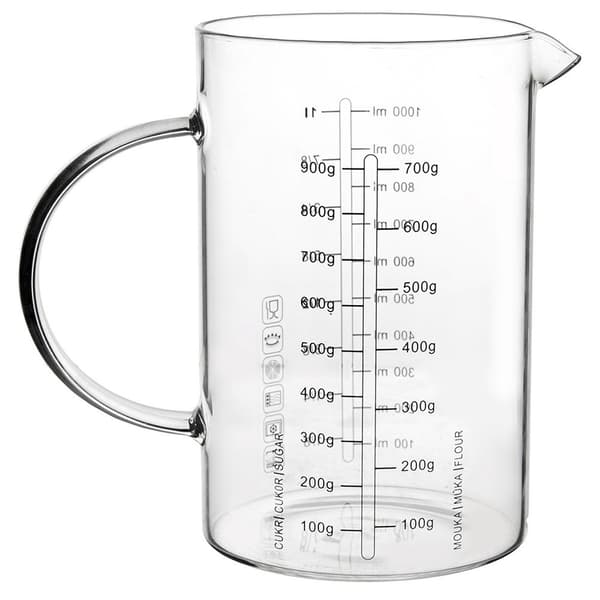 Køkkenmålekop i glas 1 liter