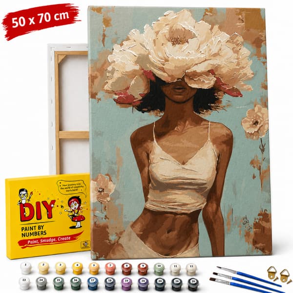 Mal efter tal billede med ramme Blomstrende skønhed 50x70 cm