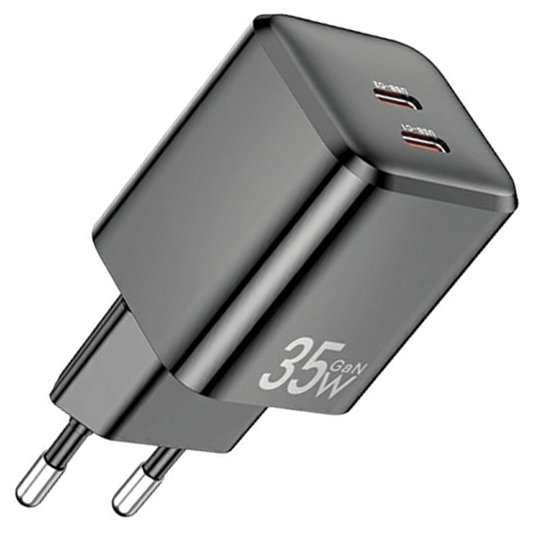 AWEI PD65-EU 35W 2x USB-C Sort/GaN Oplader