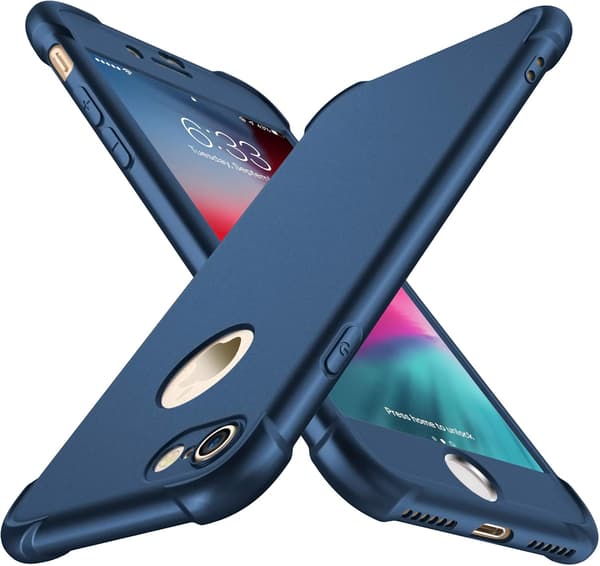 MARINEBLÅT ETUI TIL IPHONE 7/8 4,7' 2xHÆRDET GLAS