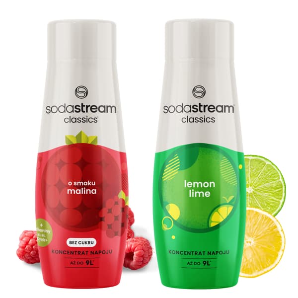 SodaStream-siirapit limsakoneelle Vadelma Zero Sugar + Sitruuna-Lime -tiiviste