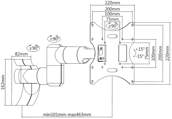 SEINÄKIINNITYS BRATECK-LCD-503AN