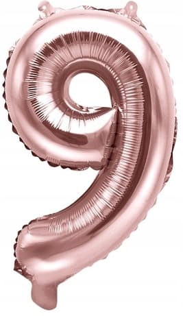 Folieballong nummer 9 35 cm roséguld 1 st