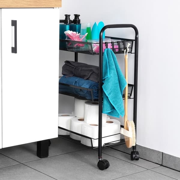 opbevaringsvogn metal sort 3-niveau