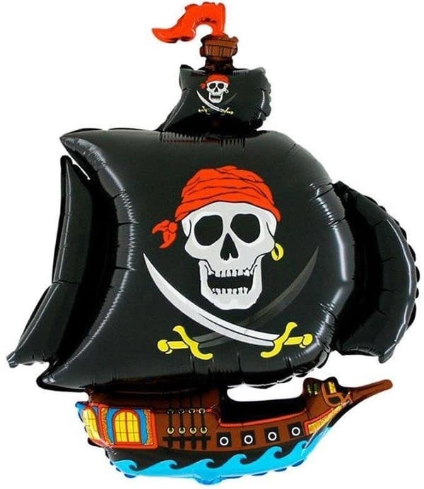 Piratskib Sort Folieballon 80x110cm