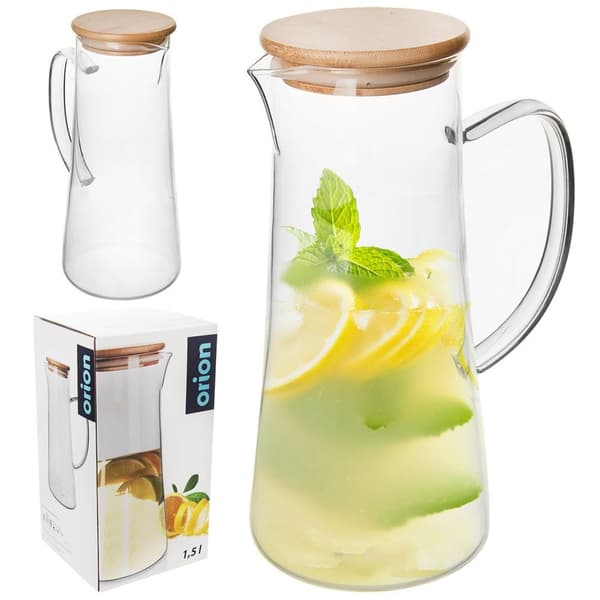 Glaskande med bambuslåg 1,35 l