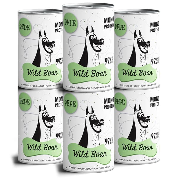 Kæledyrsboks | PEPE | Vådfoder til hunde 400g - PEPE Vildsvin | Vildsvin 6x400g