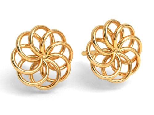 Förgyllda Silverringörhängen Guldöppnade Nitar Ringar 9mm Silver 925