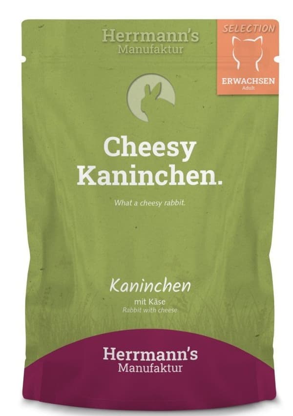 Herrmann's Selection Katt | Ekologiskt våtfoder för katter | 100 g påse - Kanin 100 g