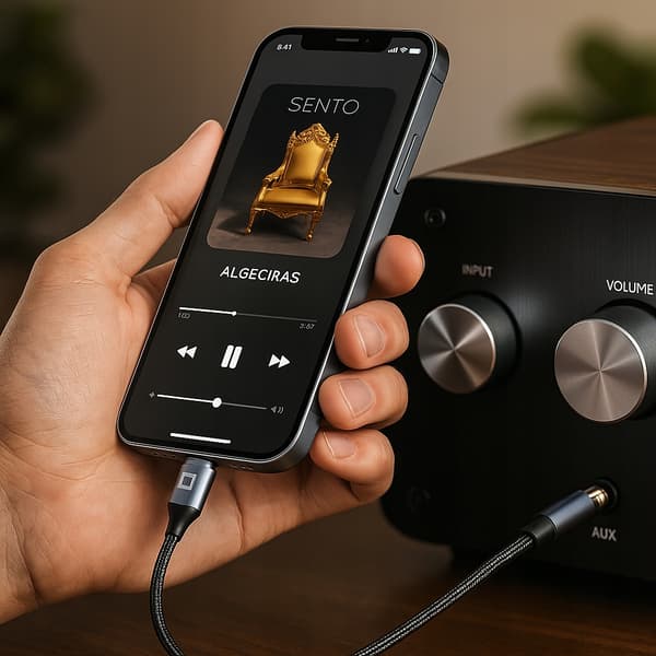 CO2 AUX-KABEL FÖR IPHONE X 14 13 LIGHTNING MINI JACK-ADAPTER 1M