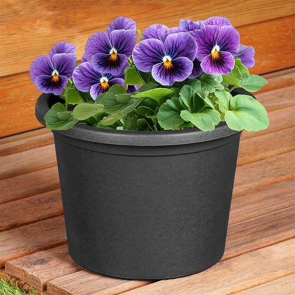 plastträdgårdskruka svart rund 23 cm
