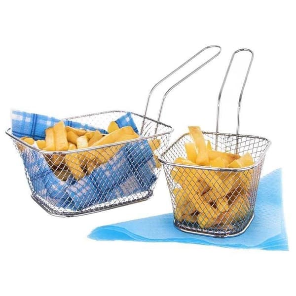 Pommes frites kurv sølv 19x8x13,5 cm