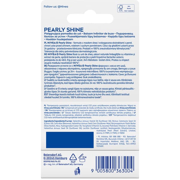NIVEA Pearly Shine näringsvård läppbalsam 4,8 g