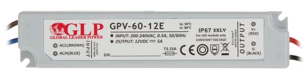 Skiftestrømforsyning 12V/5A/GPV-mini