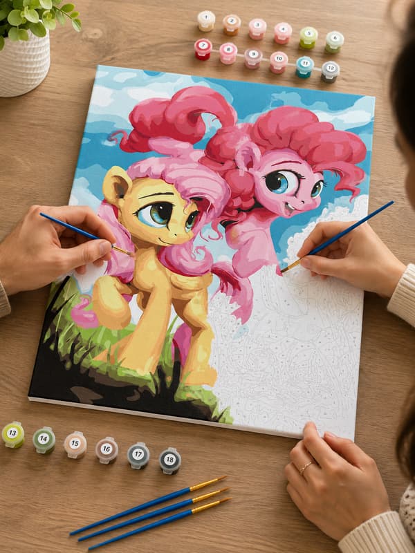 Maleri efter tal med ramme Billeder til maleri - Pony 40x50 cm