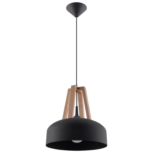 HÆNGELAMPE CASCO 1 E27 SORT TRÆ SOLLUX SL.0390