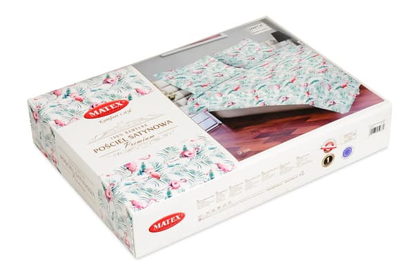 Matex PREMIUM satin sengetøj 140x200 Flamingoblade
