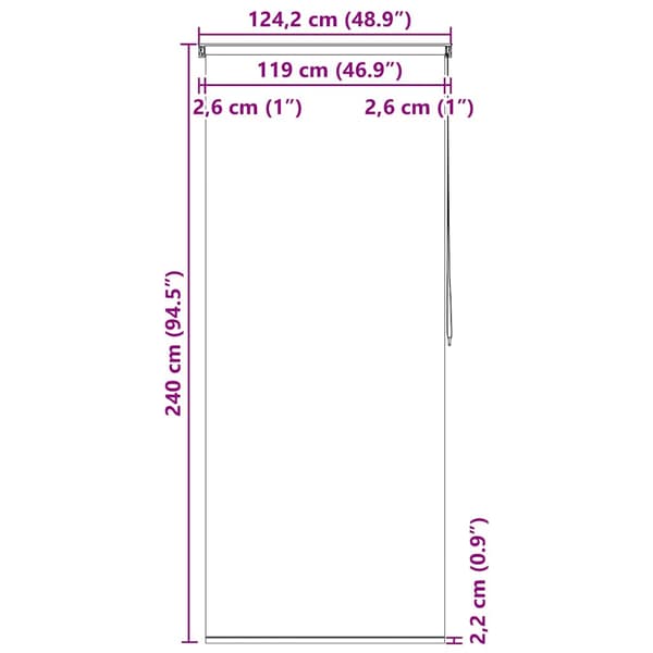 vidaXL Duschrullgardin 120 x 240 cm vit