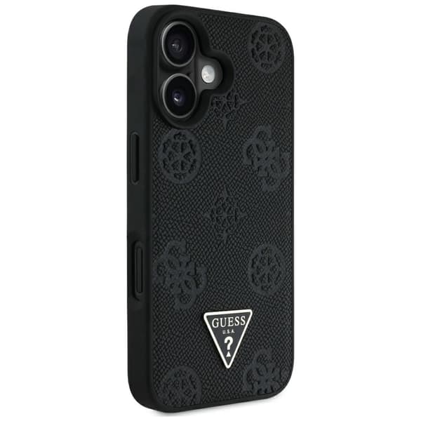 Guess Grained Hot Stamp Peony Triangle Logo MagSafe - iPhone 16 -kotelo (musta)