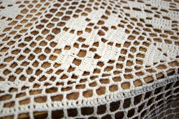 Oval Virkad Duk 110/160 Spetsduk Naturbeige BOHO