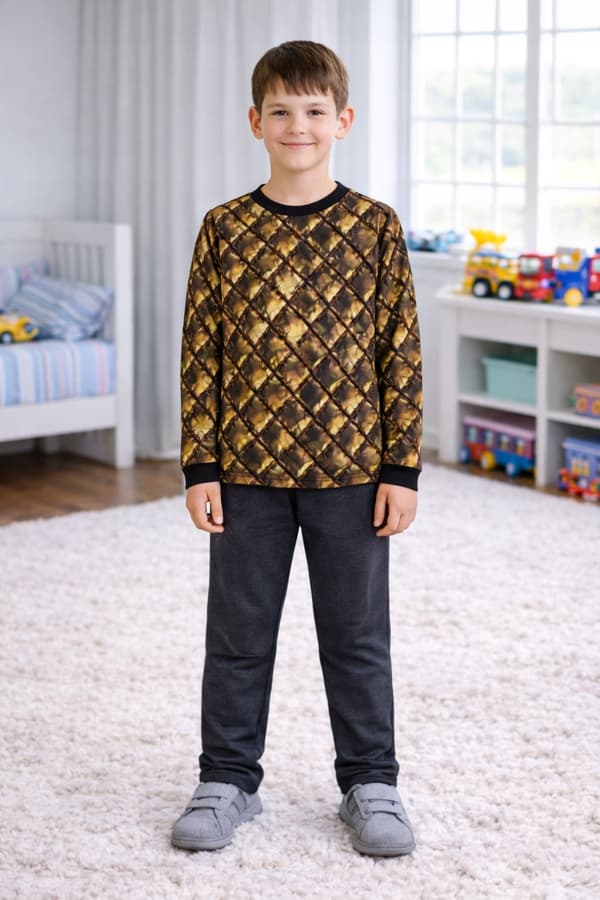 Romby Blus 146 långärmad t-shirt digital tryck 100% bomull