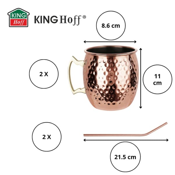 STÅLMUSSAR 500 ml FÖR DRYCKER MOSCOW MULE KINGHOFF KH-2000