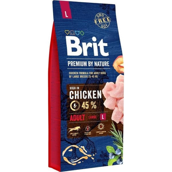 Brit Premium By Nature Adult Tørfoder L 15 kg Kylling