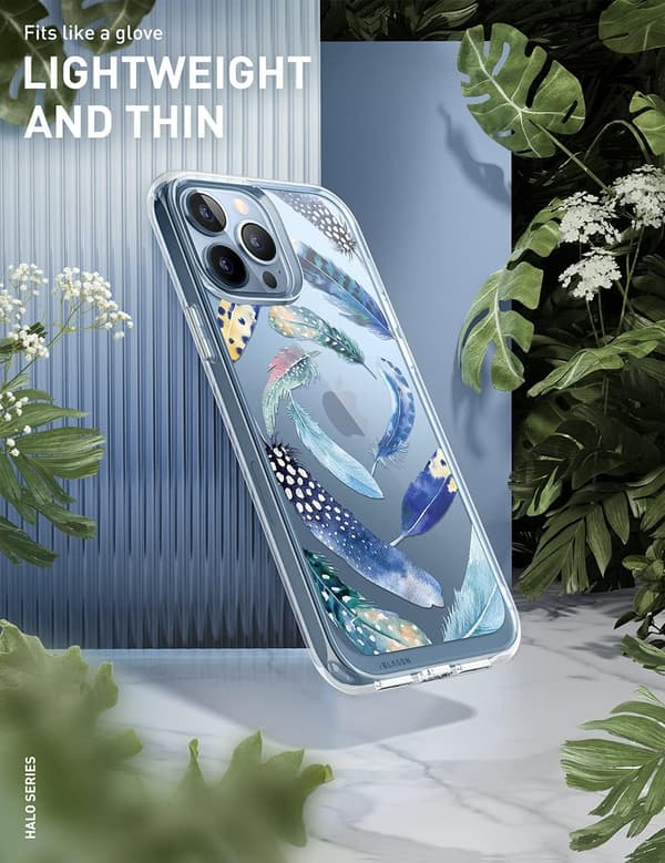 TRANSPARENT ETUI TIL IPHONE 13 PRO MAX MED FJERBAG