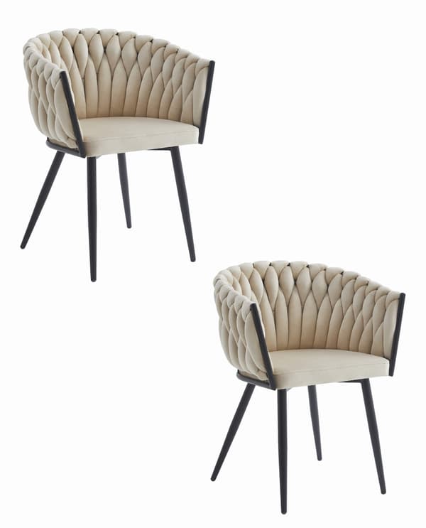 ORION stol - beige velour / sorte ben x 2