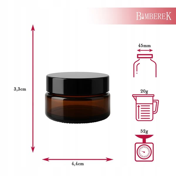 5x mørkebrun glasbeholder 20 g 20 ml til cremeprøver