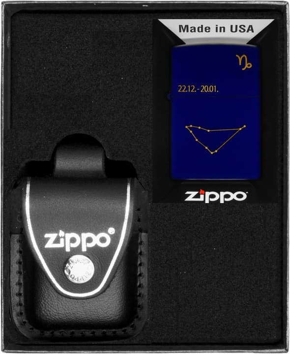 Sæt med Zippo lighter stjernetegn Stenbukken design gave nr. 3