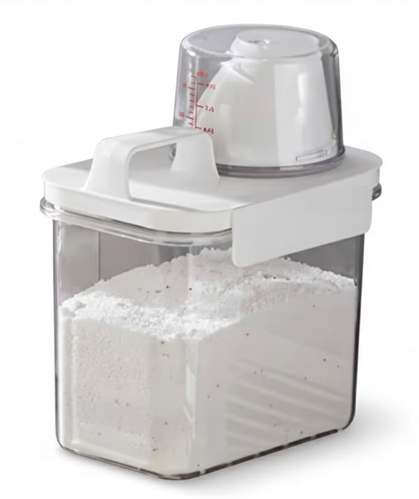 PULVERBEHOLDER 1100 ml MÅLEDISPENSER LÆKAGESIKKER ORGANIZER
