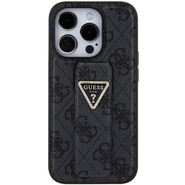 Guess GUHCP15XPGS4TDK iPhone 15 Pro Max 6,7" sort/sort hårdt cover Grip Stand 4G Triangle Strass